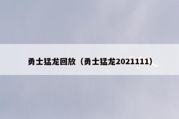 勇士猛龙回放（勇士猛龙2021111）