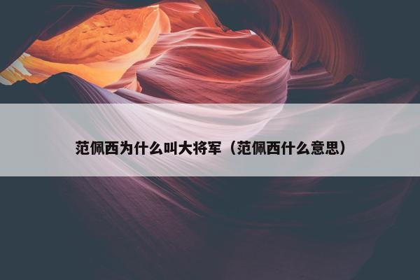 范佩西为什么叫大将军（范佩西什么意思）