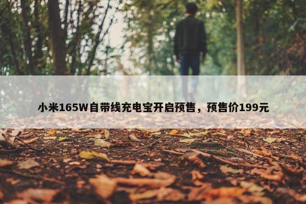 小米165W自带线充电宝开启预售，预售价199元