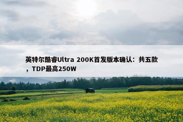 英特尔酷睿Ultra 200K首发版本确认：共五款，TDP最高250W