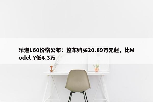 乐道L60价格公布：整车购买20.69万元起，比Model Y低4.3万