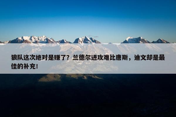 狼队这次绝对是赚了？兰德尔进攻难比唐斯，迪文却是最佳的补充！