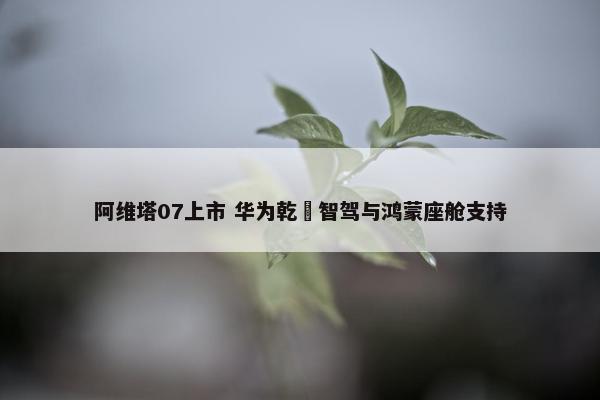 阿维塔07上市 华为乾崑智驾与鸿蒙座舱支持