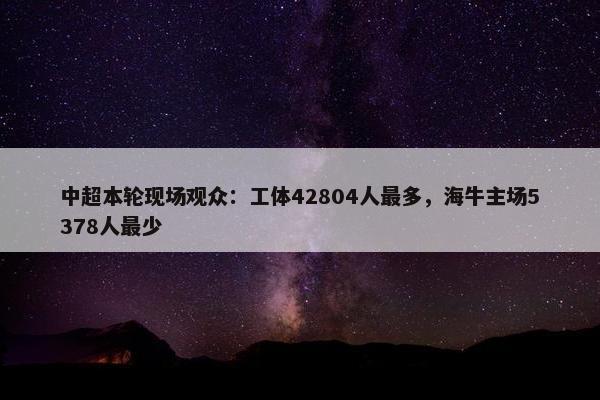 中超本轮现场观众：工体42804人最多，海牛主场5378人最少