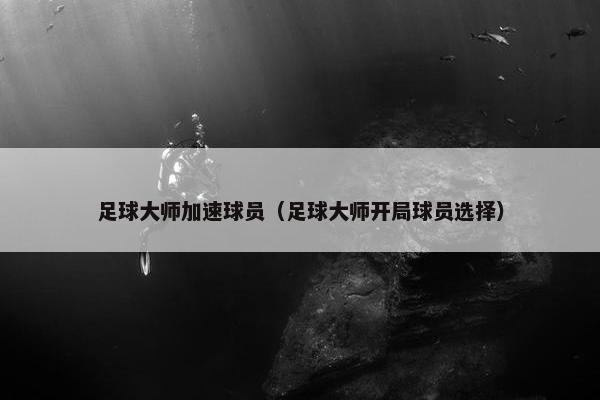 足球大师加速球员（足球大师开局球员选择）