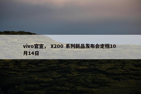 vivo官宣， X200 系列新品发布会定档10 月14日