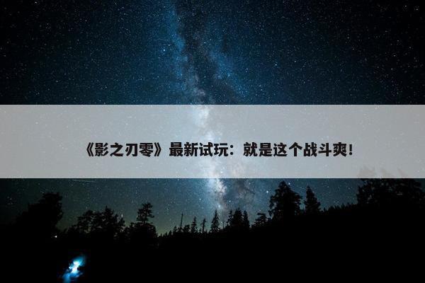 《影之刃零》最新试玩：就是这个战斗爽！