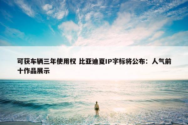 可获车辆三年使用权 比亚迪夏IP字标将公布：人气前十作品展示