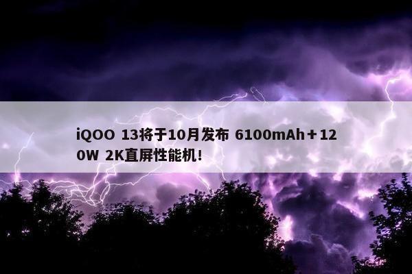 iQOO 13将于10月发布 6100mAh＋120W 2K直屏性能机！