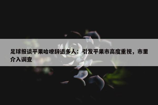 足球报谈平果哈嘹辞退多人：引发平果市高度重视，市里介入调查