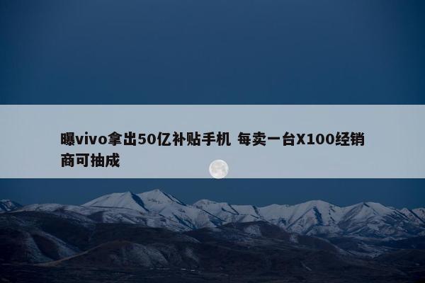 曝vivo拿出50亿补贴手机 每卖一台X100经销商可抽成