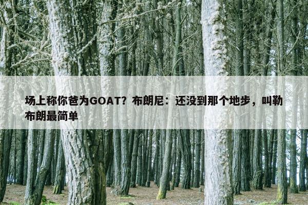 场上称你爸为GOAT？布朗尼：还没到那个地步，叫勒布朗最简单