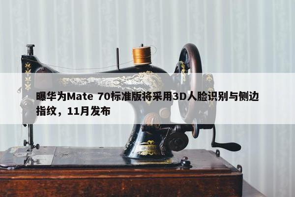 曝华为Mate 70标准版将采用3D人脸识别与侧边指纹，11月发布