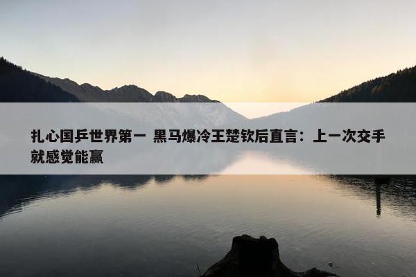 扎心国乒世界第一 黑马爆冷王楚钦后直言：上一次交手就感觉能赢