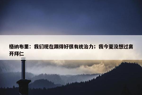 格纳布里：我们现在踢得好很有统治力；我今夏没想过离开拜仁