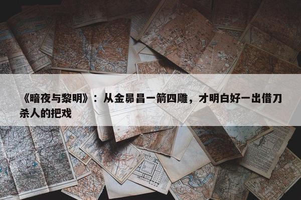 《暗夜与黎明》：从金昴昌一箭四雕，才明白好一出借刀杀人的把戏