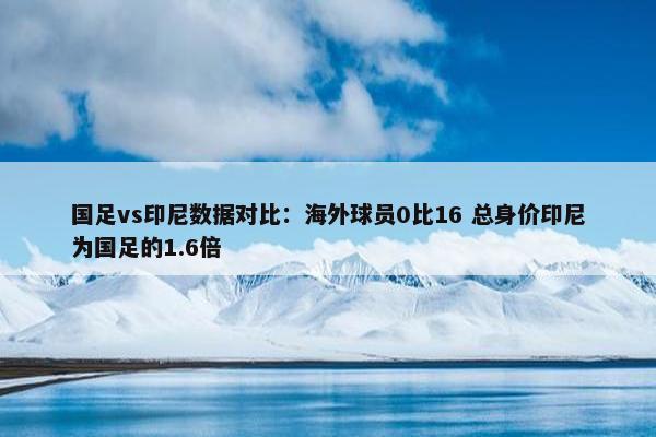 国足vs印尼数据对比：海外球员0比16 总身价印尼为国足的1.6倍