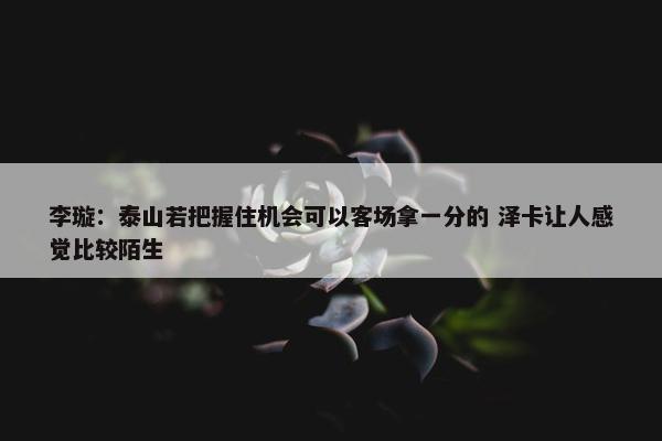 李璇：泰山若把握住机会可以客场拿一分的 泽卡让人感觉比较陌生