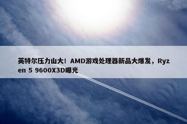 英特尔压力山大！AMD游戏处理器新品大爆发，Ryzen 5 9600X3D曝光