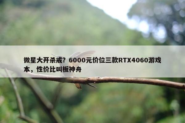 微星大开杀戒？6000元价位三款RTX4060游戏本，性价比叫板神舟