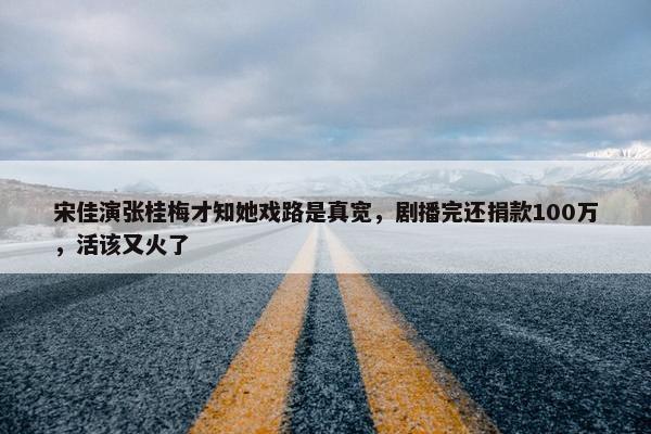 宋佳演张桂梅才知她戏路是真宽，剧播完还捐款100万，活该又火了