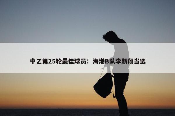 中乙第25轮最佳球员：海港B队李新翔当选