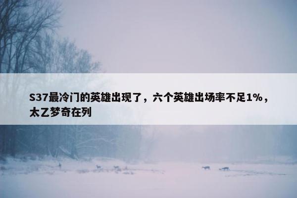 S37最冷门的英雄出现了，六个英雄出场率不足1%，太乙梦奇在列