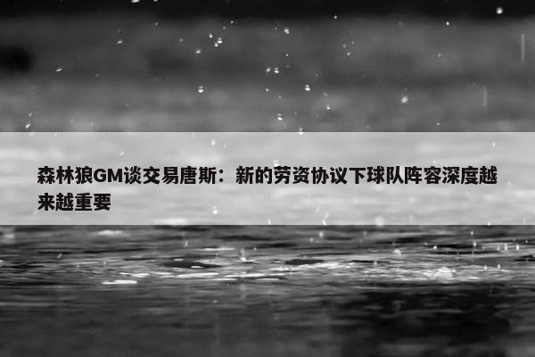 森林狼GM谈交易唐斯：新的劳资协议下球队阵容深度越来越重要