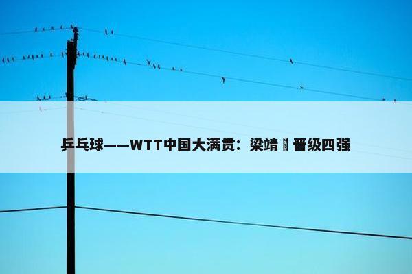 乒乓球——WTT中国大满贯：梁靖崑晋级四强