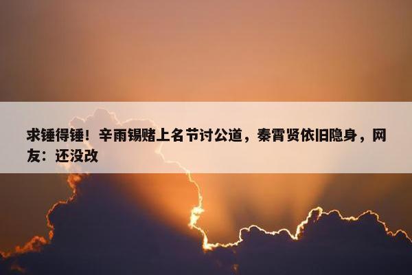 求锤得锤！辛雨锡赌上名节讨公道，秦霄贤依旧隐身，网友：还没改