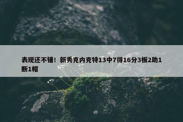 表现还不错！新秀克内克特13中7得16分3板2助1断1帽