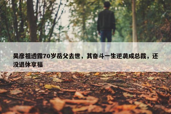 吴彦祖透露70岁岳父去世，其奋斗一生逆袭成总裁，还没退休享福