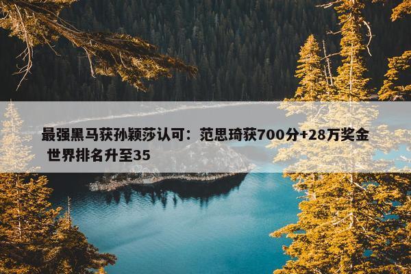 最强黑马获孙颖莎认可：范思琦获700分+28万奖金 世界排名升至35