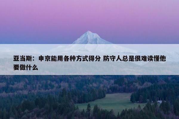 亚当斯：申京能用各种方式得分 防守人总是很难读懂他要做什么