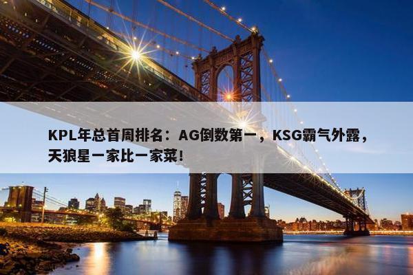 KPL年总首周排名：AG倒数第一，KSG霸气外露，天狼星一家比一家菜！