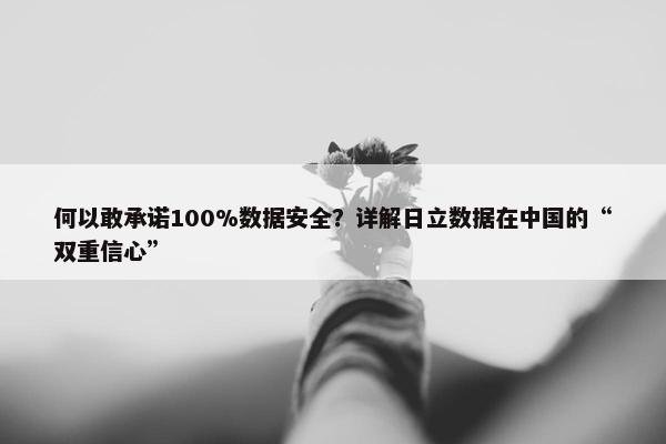 何以敢承诺100%数据安全？详解日立数据在中国的“双重信心”