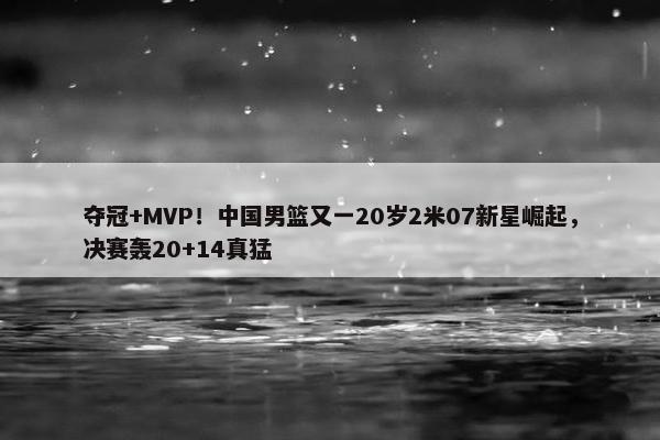 夺冠+MVP！中国男篮又一20岁2米07新星崛起，决赛轰20+14真猛