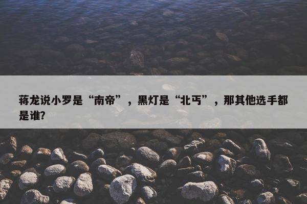 蒋龙说小罗是“南帝”，黑灯是“北丐”，那其他选手都是谁？