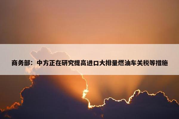 商务部：中方正在研究提高进口大排量燃油车关税等措施