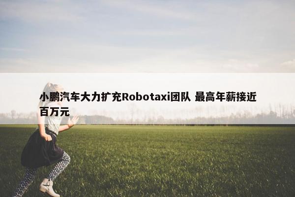 小鹏汽车大力扩充Robotaxi团队 最高年薪接近百万元