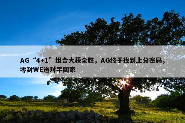 AG“4+1”组合大获全胜，AG终于找到上分密码，零封WE送对手回家