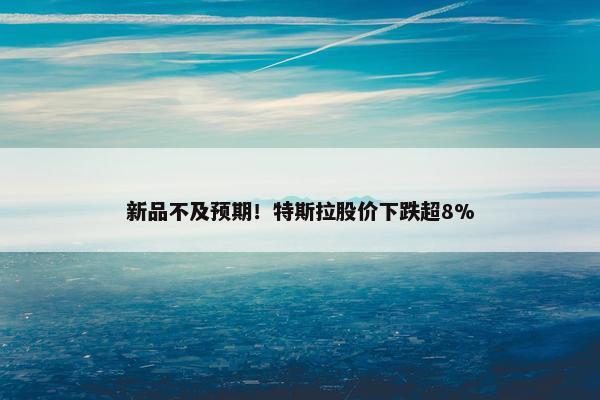 新品不及预期！特斯拉股价下跌超8%