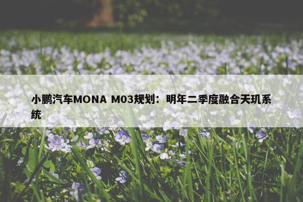 小鹏汽车MONA M03规划：明年二季度融合天玑系统