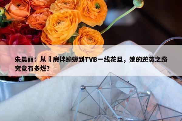 朱晨丽：从劏房伴蟑螂到TVB一线花旦，她的逆袭之路究竟有多燃？