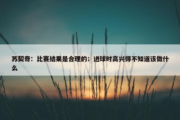 苏契奇：比赛结果是合理的；进球时高兴得不知道该做什么