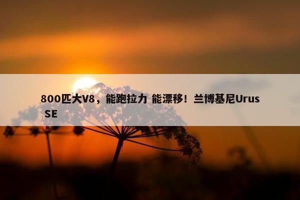 800匹大V8，能跑拉力 能漂移！兰博基尼Urus SE