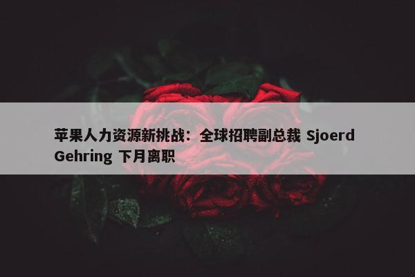 苹果人力资源新挑战：全球招聘副总裁 Sjoerd Gehring 下月离职