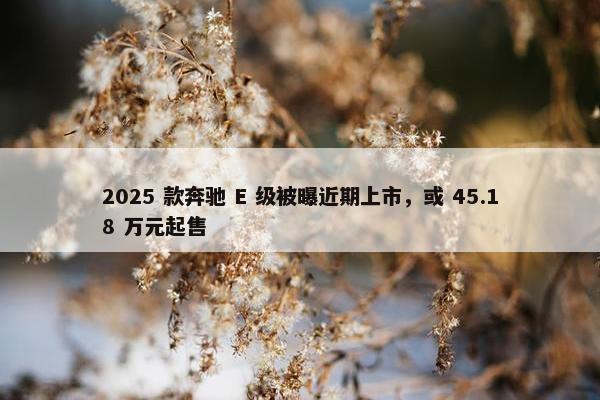 2025 款奔驰 E 级被曝近期上市，或 45.18 万元起售