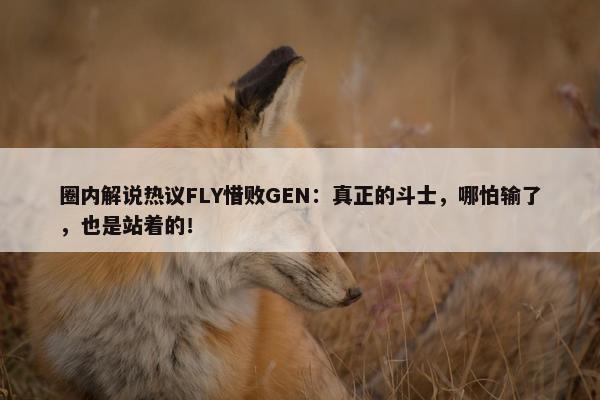 圈内解说热议FLY惜败GEN：真正的斗士，哪怕输了，也是站着的！