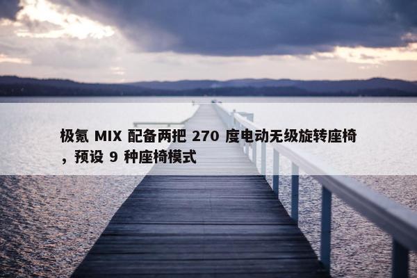 极氪 MIX 配备两把 270 度电动无级旋转座椅，预设 9 种座椅模式